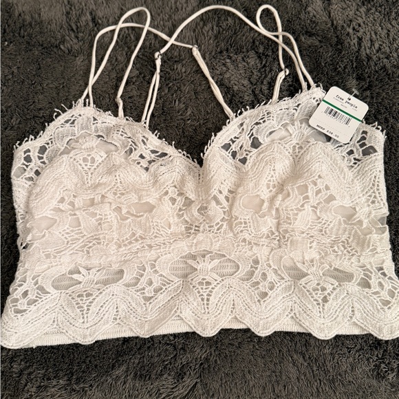 Free People Other - NWT Free People Intimately Deep V Lace Bralette White Large Strappy Cage Back